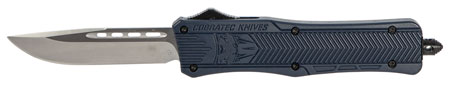 [099654023633] CobraTec Knives MNYCTK1MDNS CTK-1  Medium 3" OTF Drop Point Plain D2 Steel Blade/NYPD Blue Aluminum Handle Features Glass Breaker Includes Pocket Clip