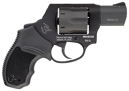 [725327617501] Taurus 2-856021ULCH 856 Ultra-Lite 38 Special +P 6rd 2" Matte Black Carbon Steel Cylinder  &  Barrel Matte Black Anodized Aluminum Frame Black Rubber Grip (Concealed Hammer)
