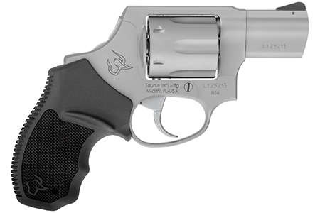 [725327617495] Taurus 2-856029CH 856  Small 38 Special +P 6 Shot 2" Matte Stainless Steel Barrel, Cylinder  &  Frame, Black Finger Grooved Rubber Grip, Transfer Bar Safety, Concealed Hammer