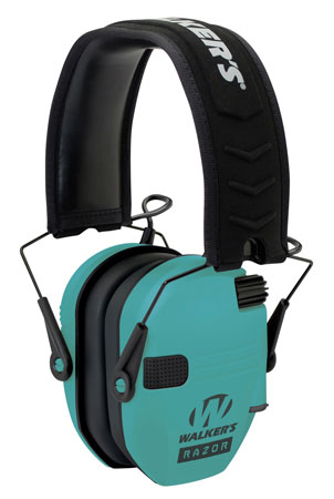 [888151015599] Walker's GWPRSEMLTL Razor Slim Electronic Muff 23 dB Over the Head Black/Teal Polymer