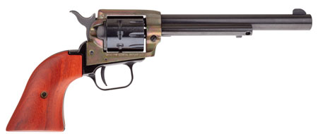 [727962703342] Heritage Mfg RR22999CH6 Rough Rider  22 LR 9 Shot, 6.50" Black Steel Barrel, Simulated Case Hardened Zinc Alloy Frame, Black Cylinder, Cocobolo Grip, Hammer/Thumb Safety, Exposed Hammer