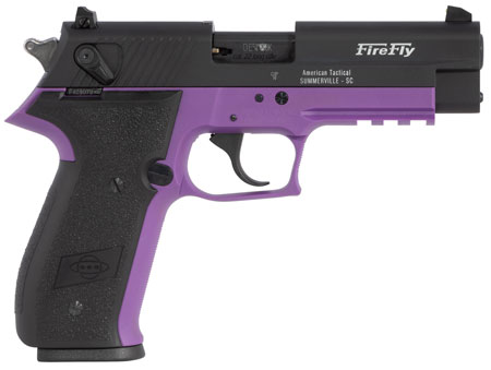 [819644026211] GSG GERG2210FFL FireFly  22 LR 10+1 4" Black Serrated Slide, Purple Zinc Alloy w/Accessory Rail Frame, Black Polymer Grip