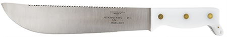 [021205120195] Case 12019 Astronaut M-1 Commemorative 11.75" Fixed Machete Plain/Saw As-Ground High Carbon Steel Blade/Smooth White Synthetic Handle