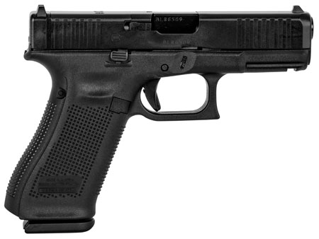 [764503034183] Glock PA455S203MOS G45 Gen5 Compact MOS 9mm Luger 4.02" 17+1 Black Black nDLC Steel with Front Serrations  &  MOS Cuts Slide Black Rough Texture Interchangeable Backstraps Grip