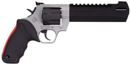 [725327617655] Taurus 2454065RH Raging Hunter  454 Casull 5rd 6.75" Matte Black Oxide Cylinder  &  Barrel Matte Stainless Steel Frame Black Rubber with Integrated Red Cushion Insert Grip