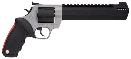 [725327617679] Taurus 2454085RH Raging Hunter  454 Casull 5rd 8.37" Matte Black Oxide Cylinder  &  Barrel Matte Stainless Steel Frame Black Rubber with Integrated Red Cushion Insert Grip