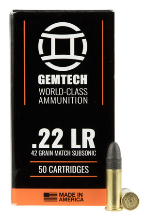 [609728889722] Gemtech 3009679 Subsonic  22LR 42gr Lead Round Nose 50/Box