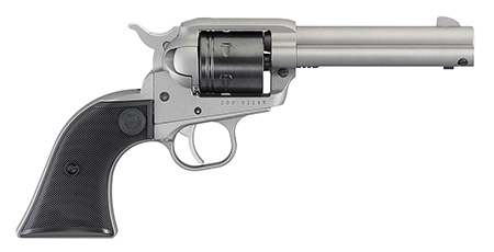 [736676020034] Ruger 2003 Wrangler  22 LR 6 Shot 4.62" Silver Cerakote, Silver Cerkoate Aluminum Frame  &  Cylinder Black Checkered Polymer Grips