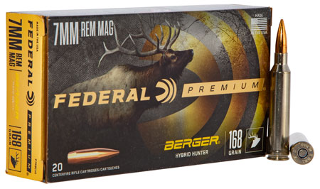 [604544649291] Federal PR7BCH1 Premium  7mmRemMag 168gr Berger Hybrid Hunter 20 Per Box/10 Case