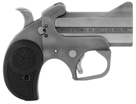 [855959009983] Bond Arms BARW Rowdy  410/45 Colt (LC) Derringer 3" 2 Black Rubber Grip Polished Stainless Steel Frame