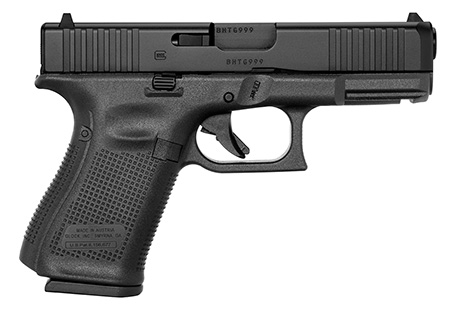 [764503037252] Glock PA195S203 G19 Gen5 Compact 9mm Luger 15+1 4.02" Black GMB Barrel, Black nDLC Serrated Slide, Black Polymer Frame w/Picatinny Rail, Black Textured w/Interchangeable Backstrap Grip. Ambidextrous