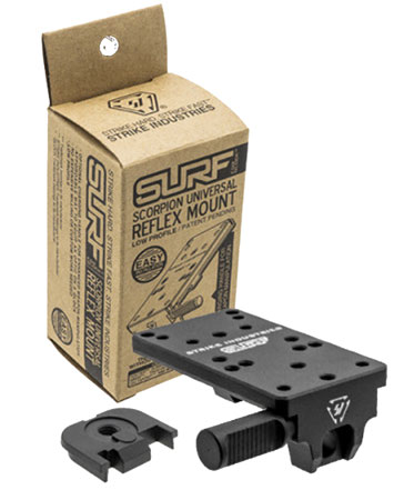 [708747548600] Strike Industries GSURF Scorpion Universal Mount Low Profile,  Black Anodized Aluminum, Compatible w/Glock Gen1-5, Except 42/43/43X/48, Dovetail Mount