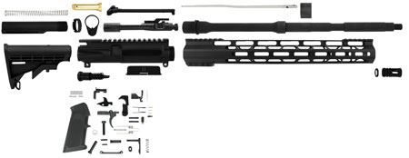 [745559515239] TacFire SSRK556LPK Lower Parts Kit Unassembled Rifle Kit 223 Rem/5.56x45mm NATO AR Platform  Aluminum 1/2"-28 tpi