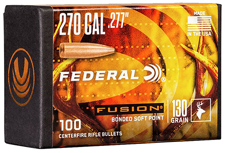 [604544649543] Federal FB277F2 Fusion Component  270 Win .277 130 gr Fusion Soft Point 100 Per Box/ 4 Case