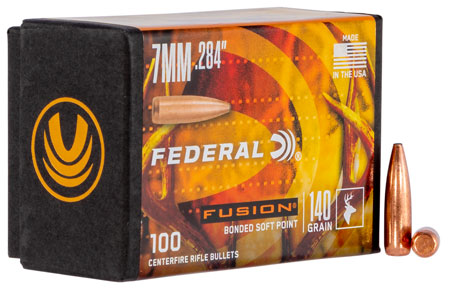 [604544649567] Federal FB284F1 Fusion Component  7mm .284 140 gr Fusion Soft Point 100 Per Box/ 4 Case