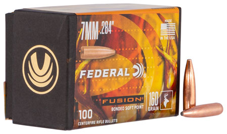 [604544649574] Federal FB284F3 Fusion Component  7mm .284 160 gr Fusion Soft Point 100 Per Box/ 4 Case