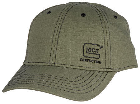 [764503030260] Glock AS10079 1986 Ripstop  Olive Hat w/Glock Perfection Logo Adjustable Velcro Back