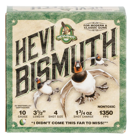 [816383002421] HEVI-Shot HS15504 HEVI-Bismuth  10Gauge 3.50" 1 3/4oz Bismuth 4Shot 25 Per Box/10 Case