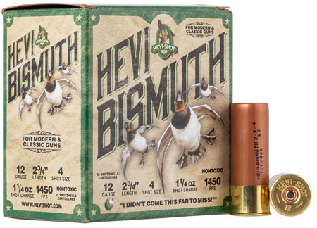 [816383002322] HEVI-Shot HS14704 HEVI-Bismuth  12Gauge 2.75" 1 1/4oz Bismuth 4Shot 25 Per Box/10 Case