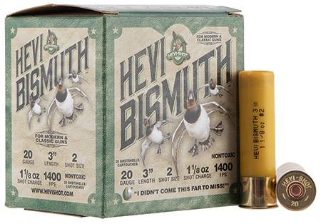 [816383002506] HEVI-Shot HS17002 HEVI-Bismuth  20Gauge 3" 1 1/8oz Bismuth 2Shot 25 Per Box/10 Case