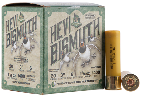 [816383002544] HEVI-Shot HS17006 HEVI-Bismuth  20Gauge 3" 1 1/8oz Bismuth 6Shot 25 Per Box/10 Case