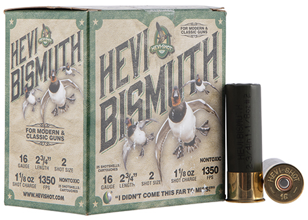 [816383002445] HEVI-Shot HS16702 HEVI-Bismuth  16Gauge 2.75" 1 1/8oz Bismuth 2Shot 25 Per Box/10 Case