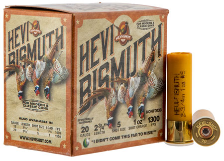 [816383002568] HEVI-Shot HS17715 HEVI-Bismuth Upland 20Gauge 2.75" 1oz Bismuth 5Shot 25 Per Box/10 Case