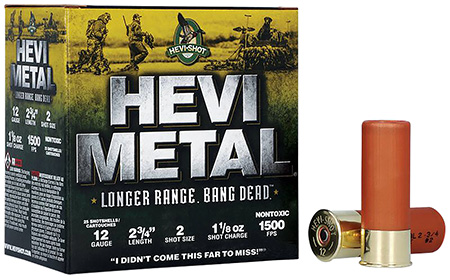 [816383002940] HEVI-Metal HS38702 HEVI-Metal Longer Range 12Gauge 2.75" 1 1/8oz 2Shot 25 Per Box/10 Case