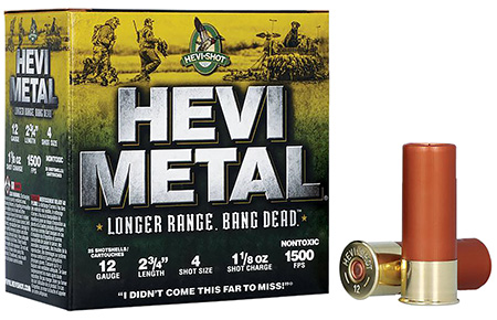 [816383002988] HEVI-Metal HS38704 HEVI-Metal Longer Range 12Gauge 2.75" 1 1/8oz 4Shot 25 Per Box/10 Case