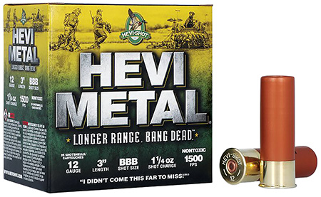 [816383002803] HEVI-Metal HS38008 HEVI-Metal Longer Range 12Gauge 3" 1 1/4oz BBBShot 25 Per Box/10 Case