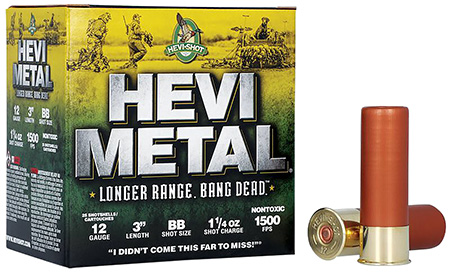 [816383002827] HEVI-Metal HS38088 HEVI-Metal Longer Range 12Gauge 3" 1 1/4oz BBShot 25 Per Box/10 Case