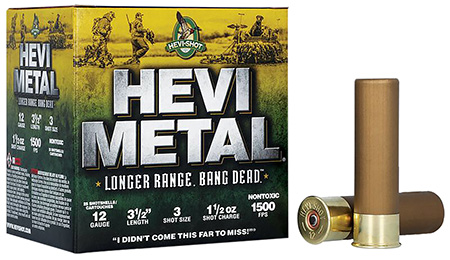 [816383002865] HEVI-Metal HS38503 HEVI-Metal Longer Range 12Gauge 3.50" 1 1/2oz 3Shot 25 Per Box/10 Case