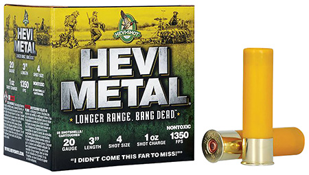 [816383003572] HEVI-Metal HS39004 HEVI-Metal Longer Range 20Gauge 3" 1oz 4Shot 25 Per Box/10 Case