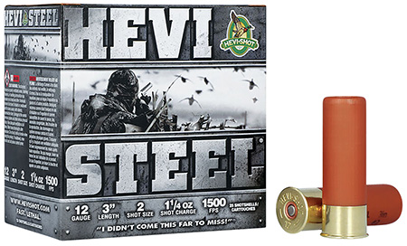 [816383600023] HEVI-Shot HS60002 HEVI-Steel  12Gauge 3" 1 1/4oz 2Shot 25 Per Box/10 Case