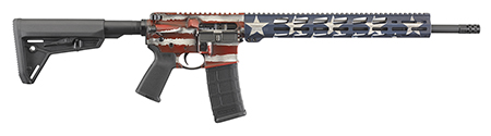[736676085385] Ruger 8538 AR-556 MPR 5.56x45mm NATO 30+1 18" Black Nitride Threaded Barrel, American Flag Cerakote Aluminum Receiver w/Picatinny Rail, Magpul SL Black Synthetic Stock, Black Magpul Grip, Right Hand
