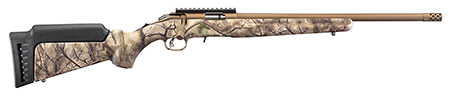 [736676083749] Ruger 8374 American Rimfire  Full Size 17 HMR 9+1 18" Bronze Cerakote Threaded Barrel, Picatinny Rail Steel Receiver, GoWild Camo I-M Brush Synthetic Fixed Stock, Right Hand