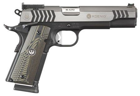 [736676067763] Ruger 6776 SR1911 Competition 45 ACP  5" Barrel 7+1 Or 8+1, Black Nitride Stainless Steel  Koenig Hammer Frame, Black Nitride  &  Stainless Two-Tone Slide, G10 Grip, Ambidextrous Safety