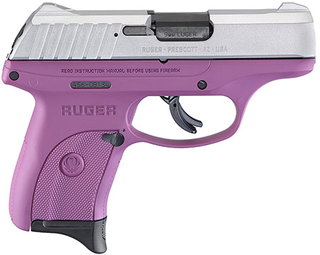 [736676032952] Ruger 3295 EC9s  Compact Frame 9mm Luger 7+1, 3.12" Black Steel Barrel, Aluminum Cerakote Serrated Steel Slide, Purple Polymer Frame, Purple Grip, Manual/Trigger Safety, Right Hand