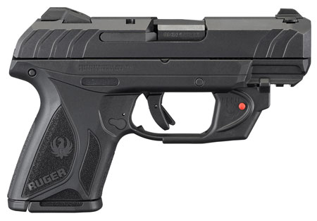 [736676038305] Ruger 3830 Security-9 Compact 9mm Luger  3.42" Barrel 10+1, Black Polymer Frame With Picatinny Acc. Rail, Black Oxide Steel Slide, Manual Safety, Includes Viridian Red Laser