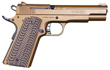[4806015567929] Rock Island 56792 XT Magnum 22 WMR 14+1 5" Barrel, Exclusive Burnt Bronze Cerakote Finish, Serrated Slide, Cross Hatched Brown G10 Grip, Grip Safety