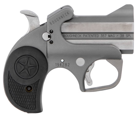 [855959009341] Bond Arms BARN Roughneck Rough Series 38 Special/357 Mag 2 Shot 2.50" Rough Matte Stainless Steel Barrel  &  Frame, Black Rubber Grips