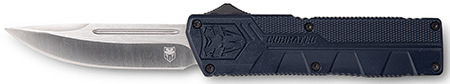 [099654026252] CobraTec Knives NYCTLWDNS Lightweight  3.25" OTF Drop Point Plain D2 Steel Blade/NYPD Blue Aluminum Handle Includes Pocket Clip