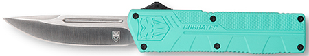 [099654026559] CobraTec Knives TFCTLWDNS Lightweight  3.25" OTF Drop Point Plain D2 Steel Blade/Tiffany Blue Aluminum Handle Includes Pocket Clip