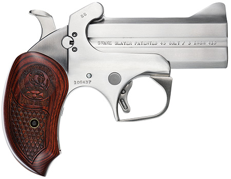 [855959001161] Bond Arms BASS Snakeslayer Original 45 Colt (Long Colt) 410 Gauge 2rd Shot 3.50" Stainless w/Rosewood Grips