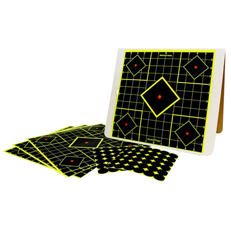 [029057342024] Birchwood Casey 34202 Shoot-N-C Reactive Target Kit Self-Adhesive Paper Black/Yellow 12"x12" 5-Diamond 4 Pack