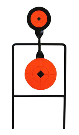 [029057463446] Birchwood Casey 46344 World of Targets Super Double Mag Spinner 4.50"/6" Handgun Black/Orange Steel Circle w/Crosshair  &  Diamond 0.37" Thick Standing