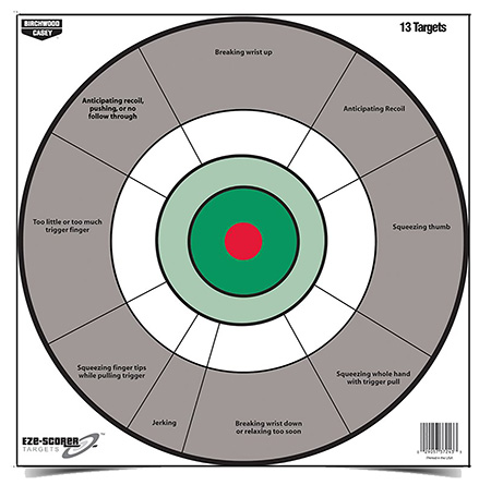 [029057372458] Birchwood Casey 37245 EZE-Scorer  12" Bullseye Paper Hanging Gray/White 13 Per Pkg