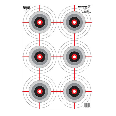 [029057372090] Birchwood Casey 37209 EZE-Scorer  Bullseye Paper Universal 12" x 18" Black/White 10 Pk.