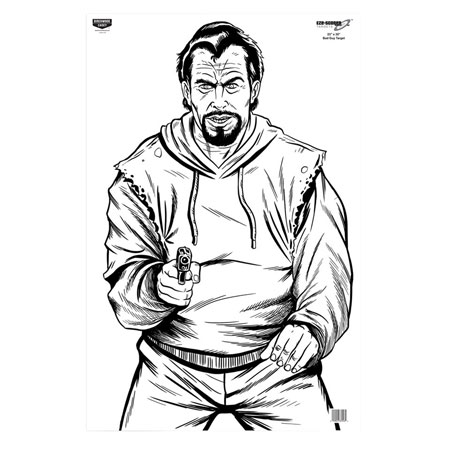 [029057370195] Birchwood Casey 37019 EZE-Scorer  Silhouette Paper Hanging 23" x 35" Black/White 5 Pack