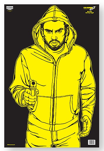 [029057370355] Birchwood Casey 37035 EZE-Scorer  Silhouette Paper Hanging 23" x 35" Black/Yellow 5 Pack